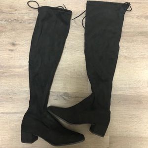 Chinese Laundry Black Suede Over the Knee Boots